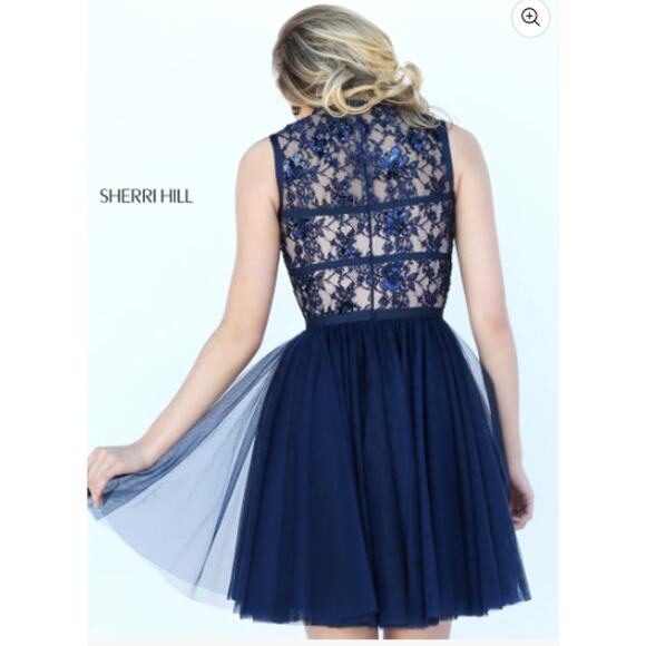 SHERRI HILL NWT Blush Pink Lace Mini Dress, Size 8 - Picture 5 of 16